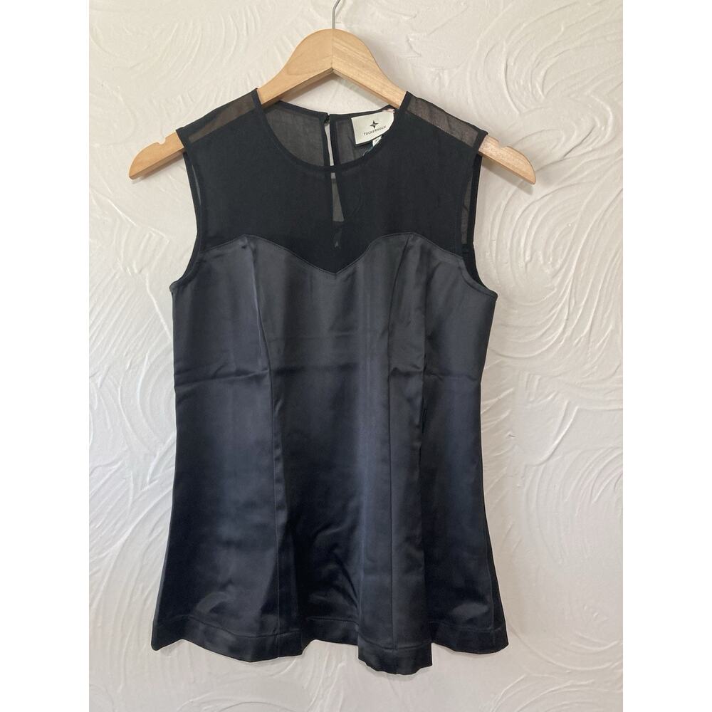 Tuckernuck Black Sleeveless Belle Top Size XS Satin & Mesh